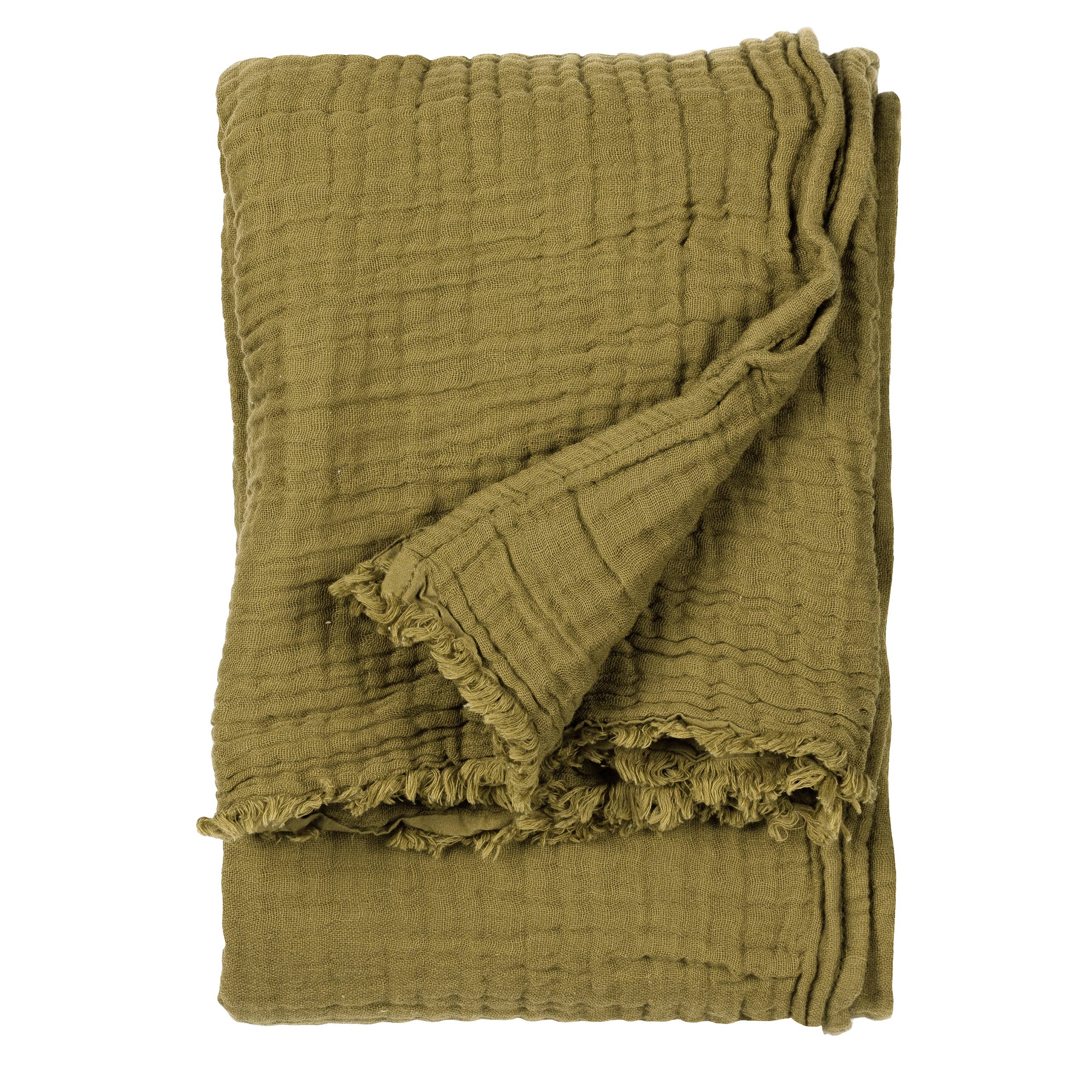 Lark Muslin Cotton Throw Khaki for wholesale on Faire2