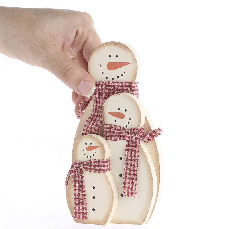 Factory Direct Craft - Vendita all'ingrosso Decorazione - Famiglia di Pupazzi di Neve in Legno Dipinto Rustico - 8,9 cm L x 16,5 cm A1