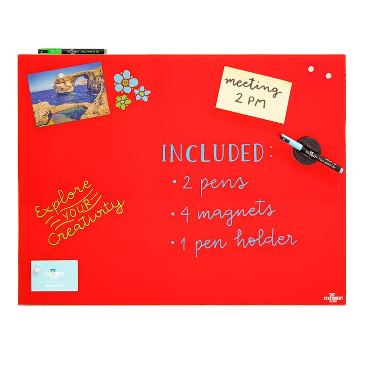 Magnetic Glass Board - 60 x 45cm - Red for wholesale by MRZ Wholesale