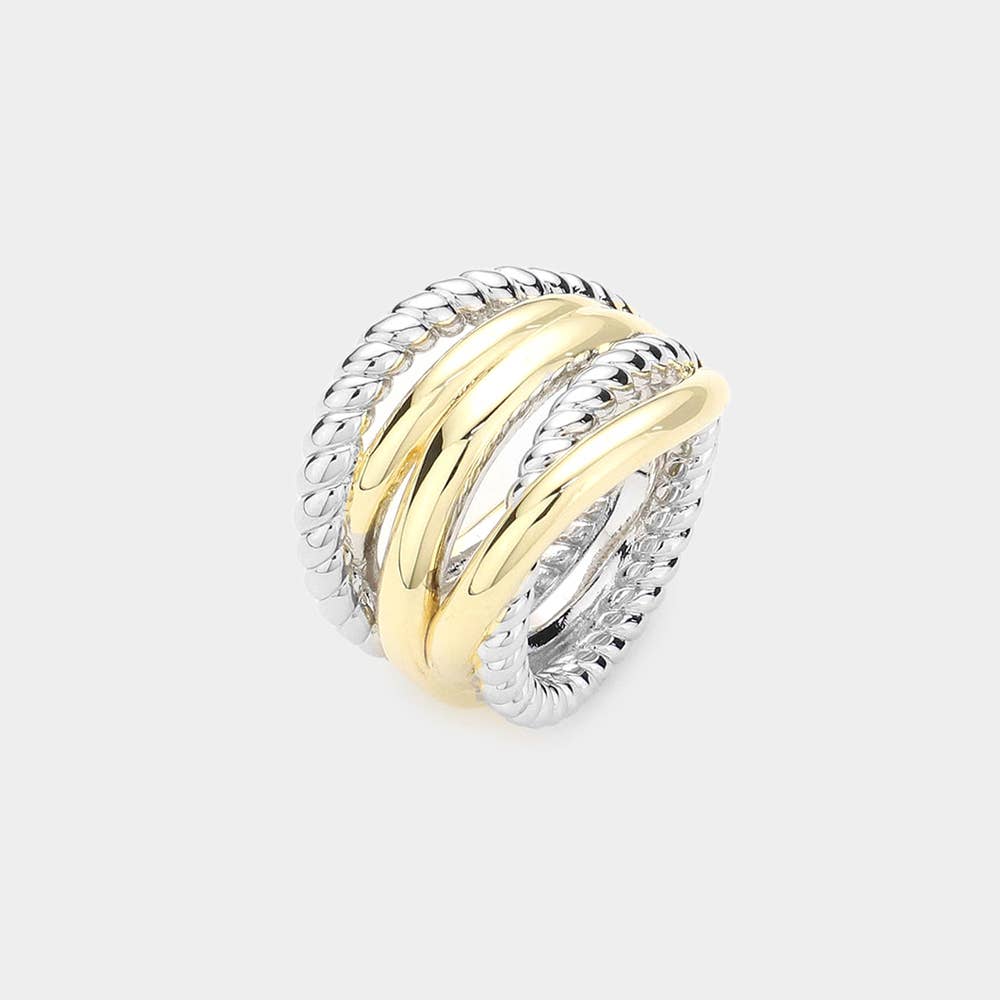 Sensibling Corp. - Wholesale Single Stone/Solitaire Ring - Two Tone Twisted Split Ring0
