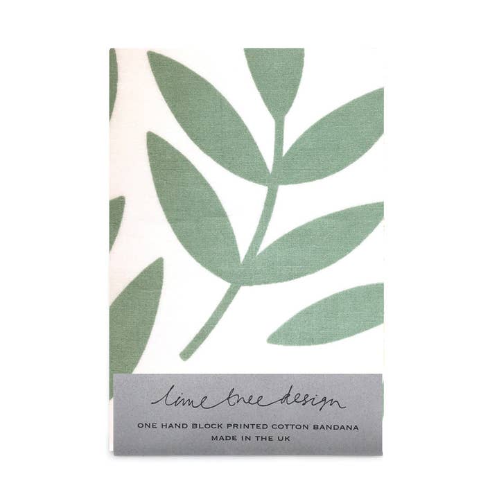 Single Cotton Bandana: Large Leaf Green - Unit of 4 for wholesale by Lime Tree Design - US