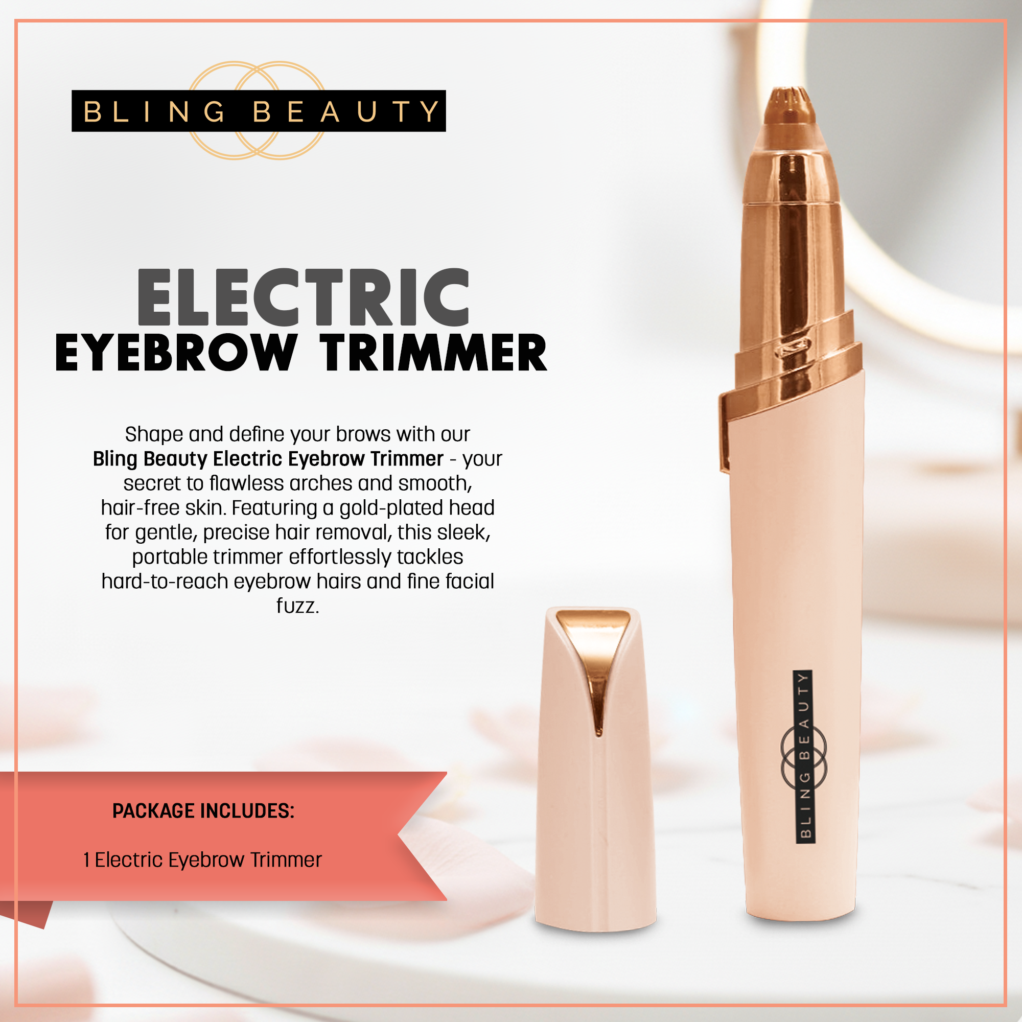 Bling Beauty - Venta al por mayor Maquinilla para cejas - Recortadora de Cejas Eléctrica Bling Beauty - Afeitadora de Vello Fino3