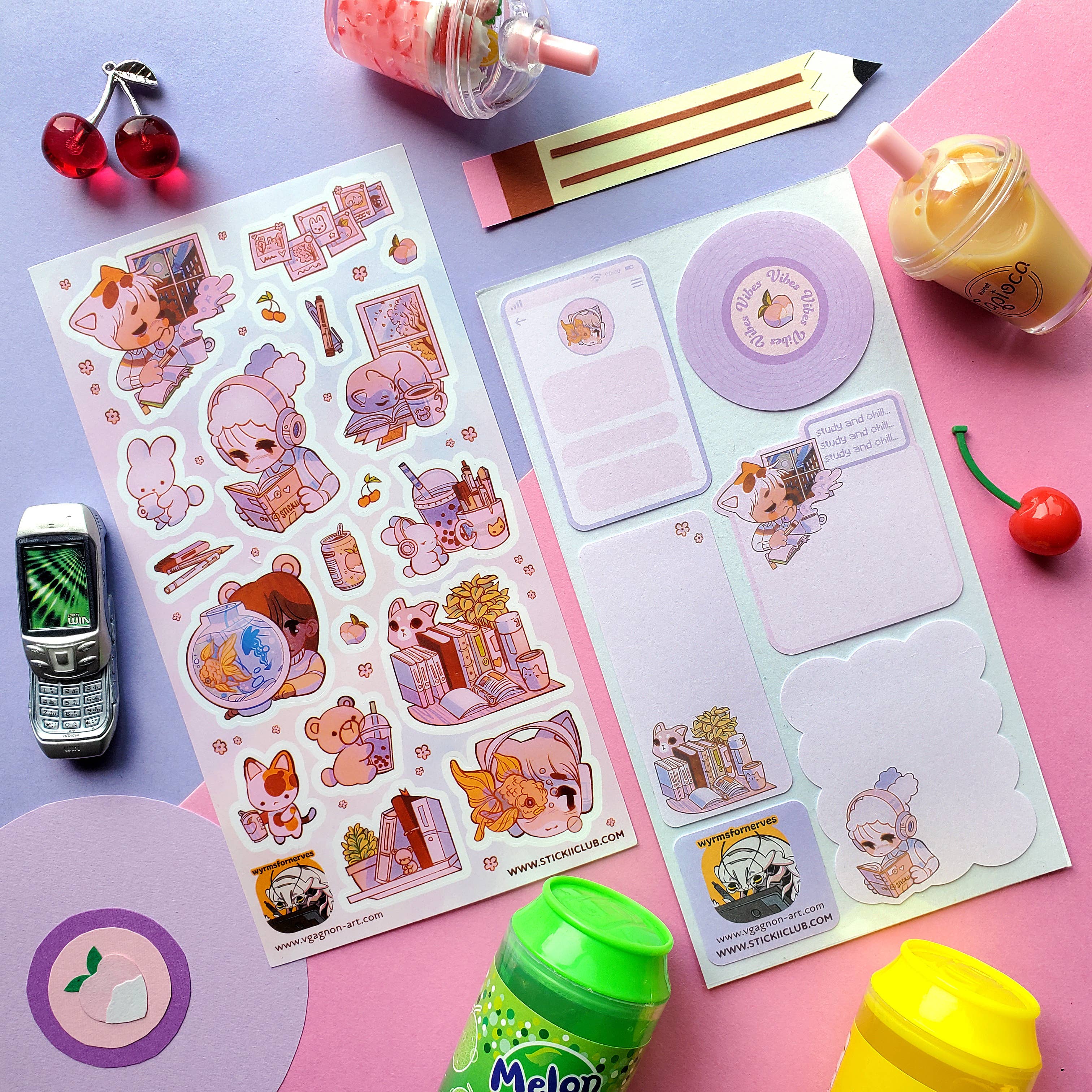 STICKII – Großhandel Aufkleber – Study & Chill Aufkleberblatt2