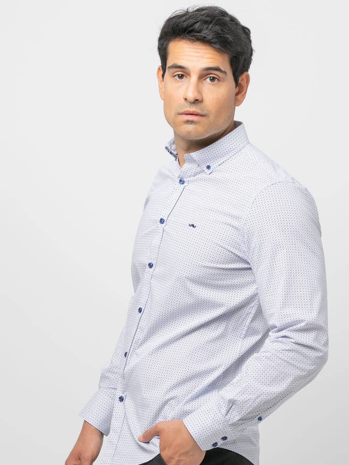 Slim fit bedrukt overhemd katoen z/ componist voor wholesale door Núñez de Arenas