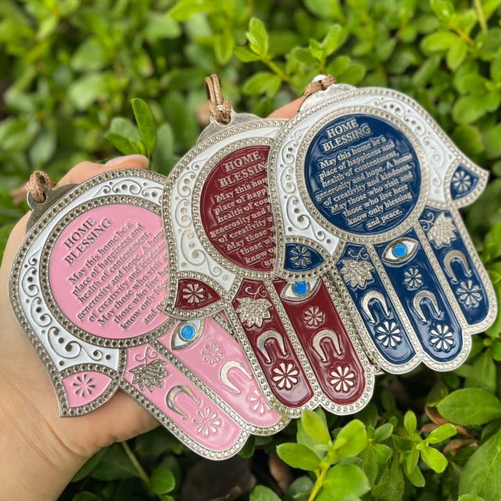 Breloque de protection Hamsa Evil Eye bleu/rouge pour la vente par A&S Mezuzot