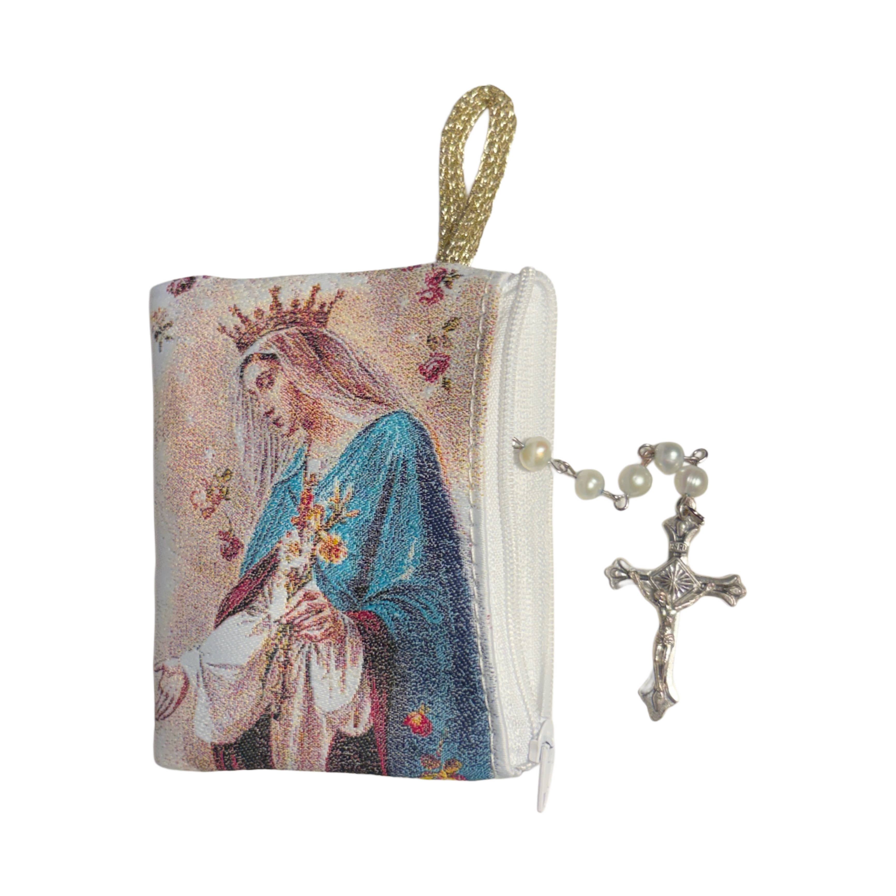 Oremus Mercy - Wholesale Pouch - Unisex - Rosary Pouch - Mystic Rose 3″ x 4″4