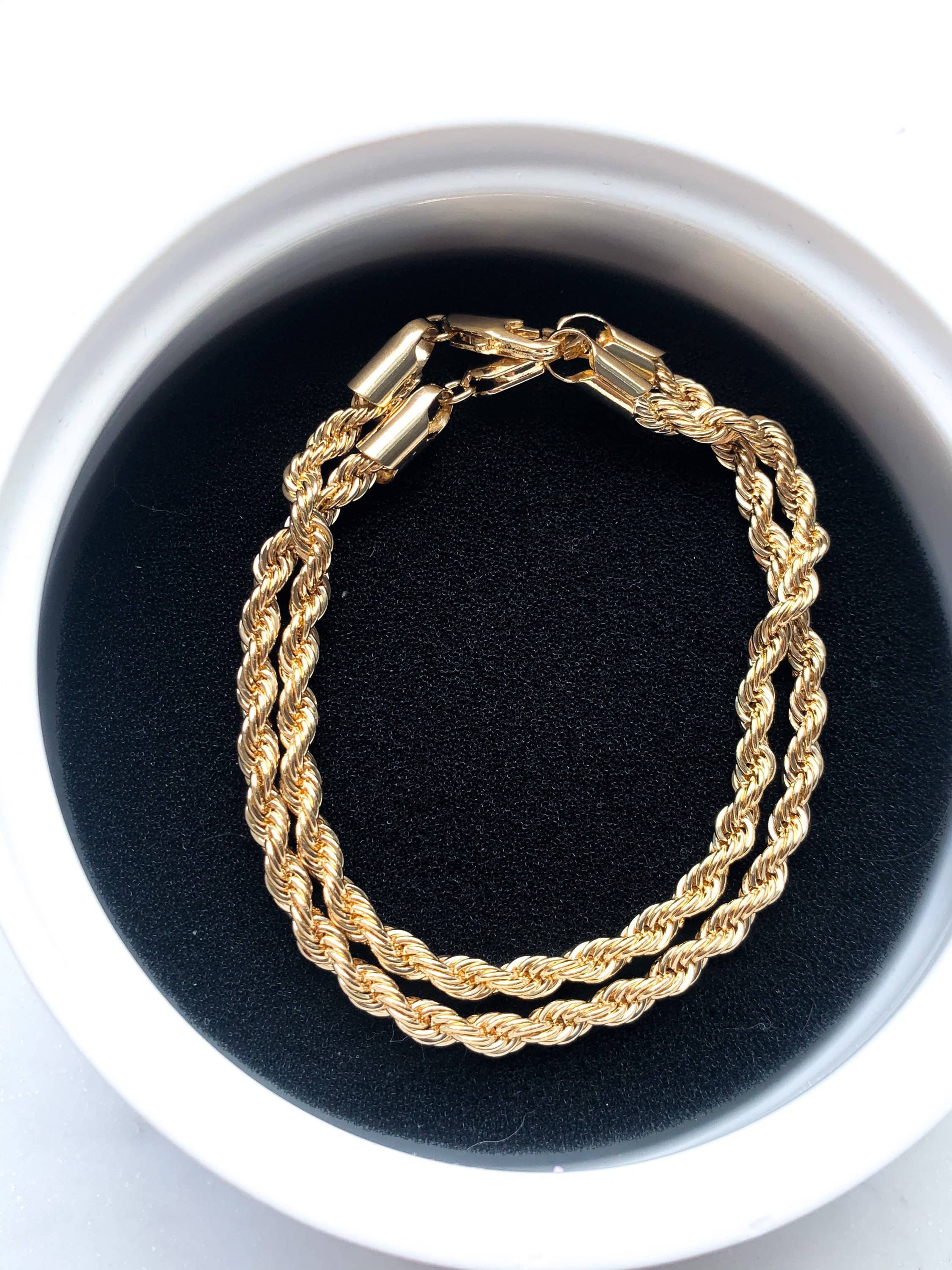 SET OF 5 Bracelets,Gold Filled Rope Chain Bracelets,Wholesale Bracelets,18kt Gold Filled,Non Tarnish Jewelry,Bulk outlet Order,Minimum Bulk Order