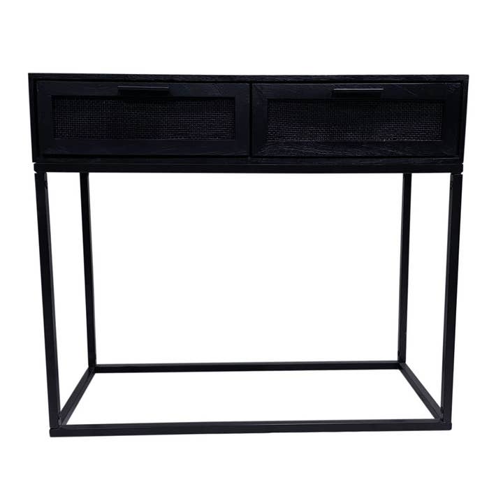 EARTHWARE - Vente Tables d'appoint - Buffet Emily noir 2 tiroirs