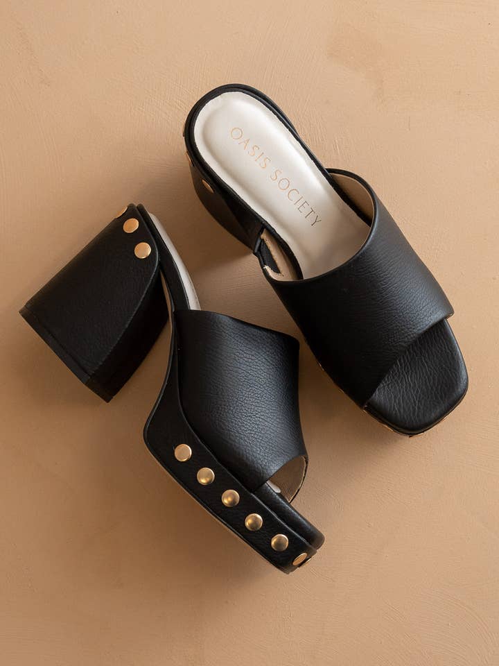 The Leona | Black Studded Platform Heel for wholesale on Faire