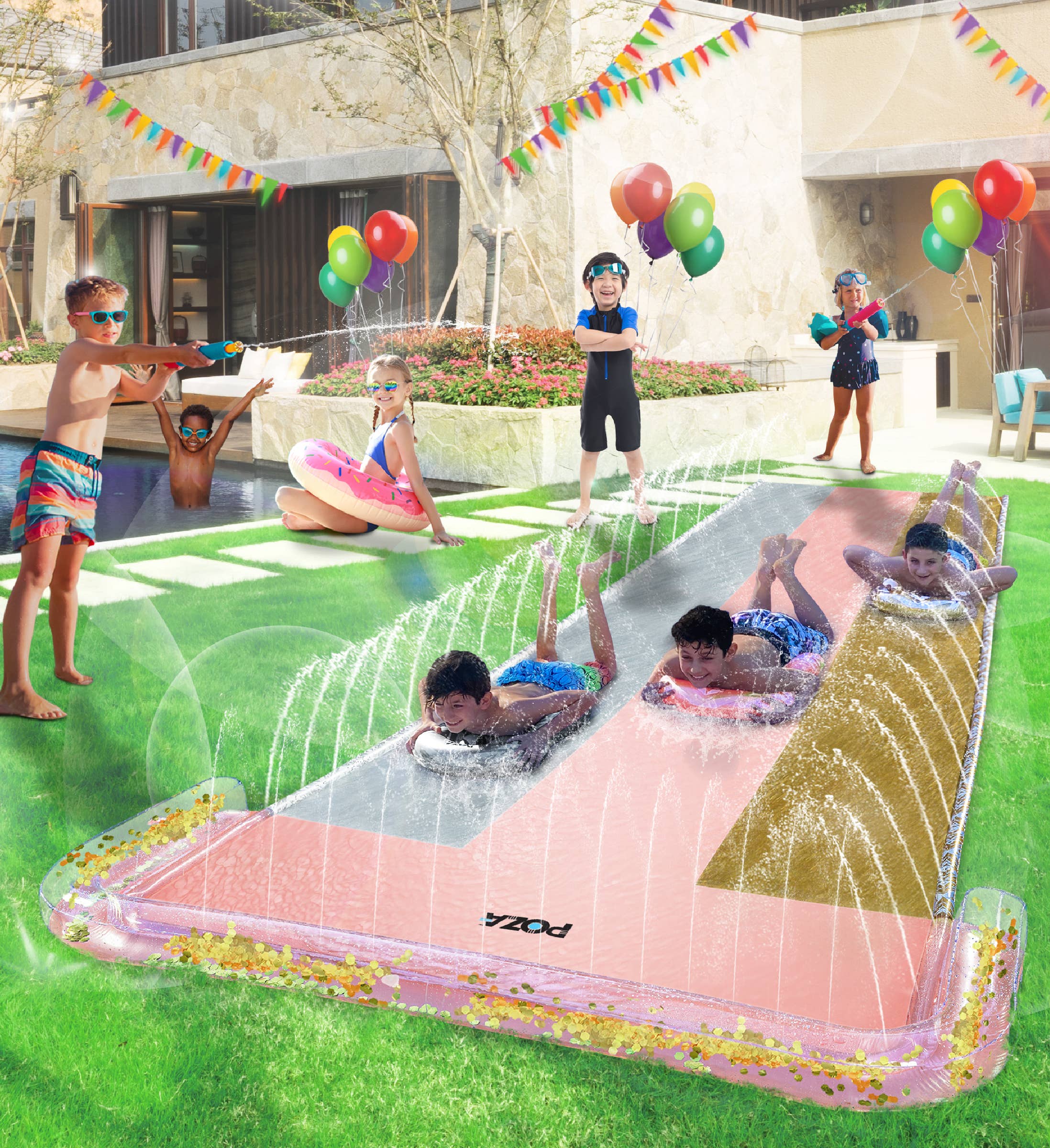 Cota Global - Wholesale Inflatables - Pool Float - Luxury Triple Slip And Slide1