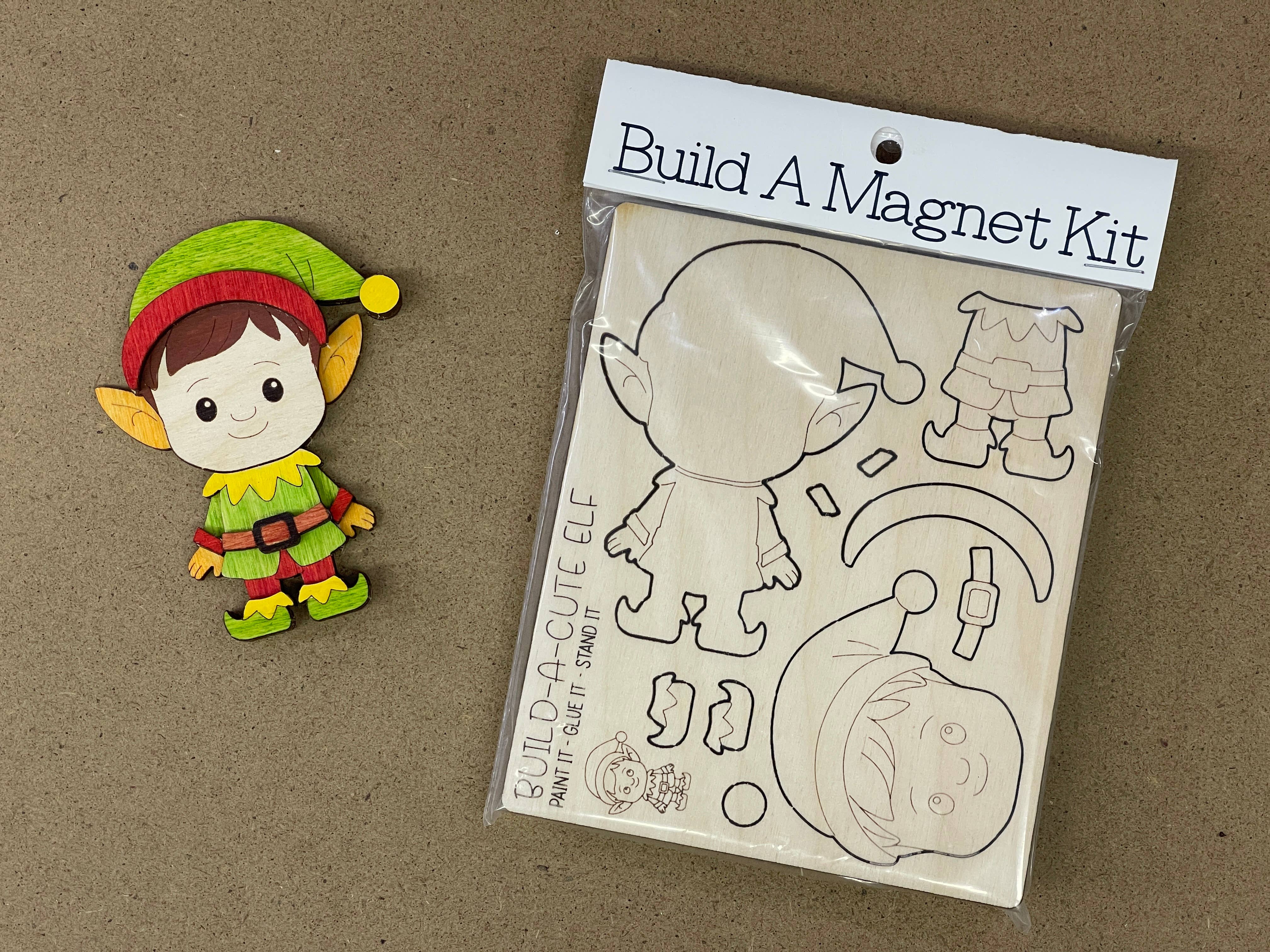 Reclaimed Woodworks Home Decor - Wholesale DIY Craft Kit - Build an Elf Magnet CHRISTMAS CRAFT KIT2