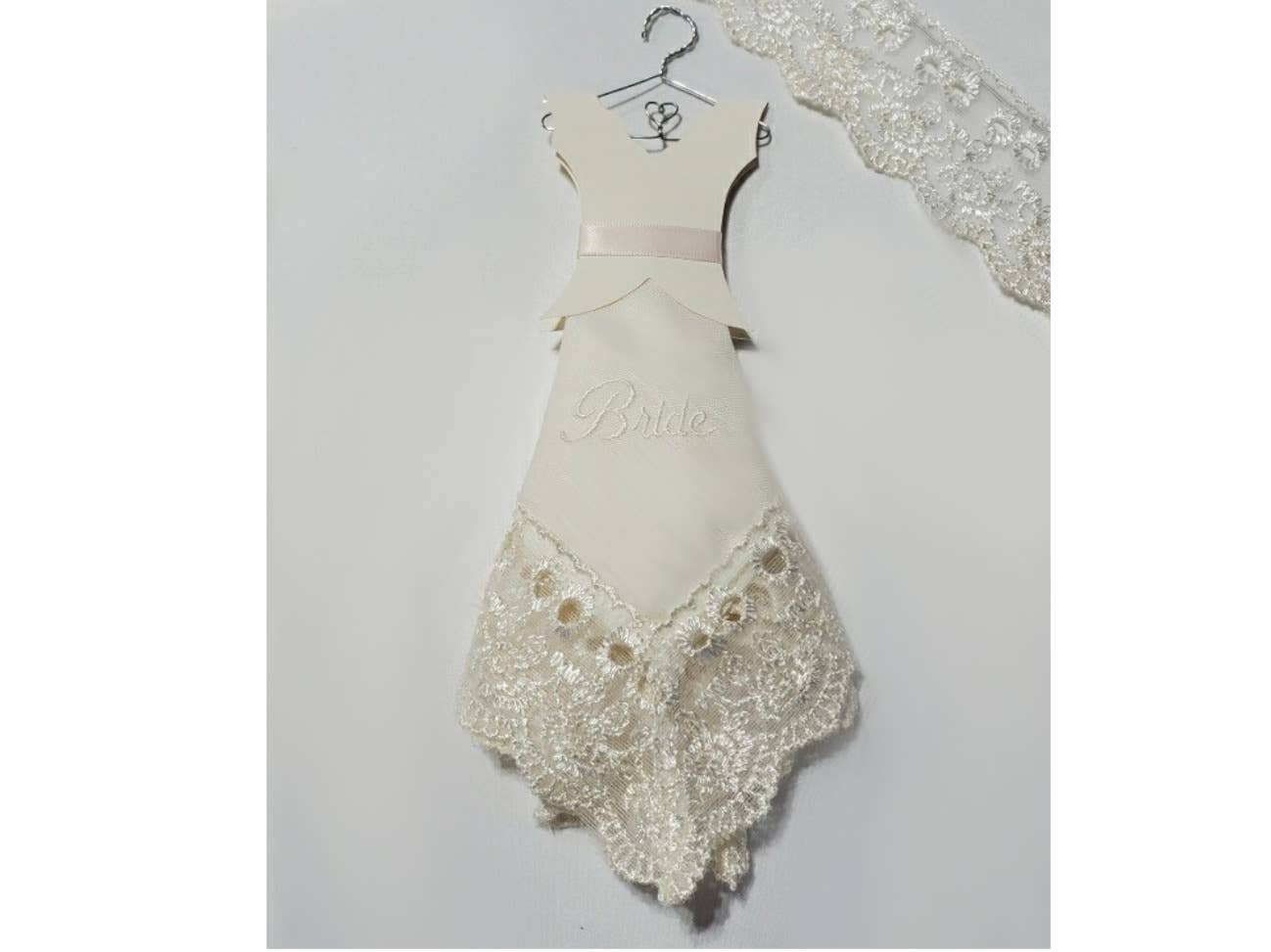 Simply Charming - Wholesale Handkerchief – Women's - Ivory "Bride" Wedding Dress Hanky W/ Blush Ribbon