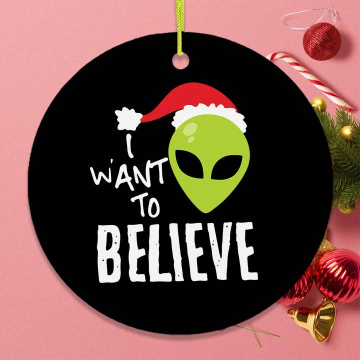 Enfeite de Natal I Want to Believe Alien Santa por atacado de OrnamentallyYou