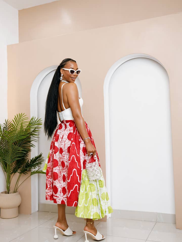 DUA MENKA - Wholesale Skirt - Women's - Egbebelu Dual-Tone Adire Skirt1