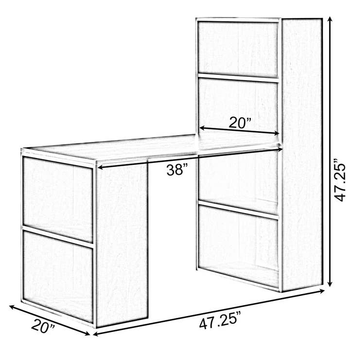 Quickway Imports - Wholesale Bookcase - Computer Writing Workstation Table with Combo Bookshelf Book