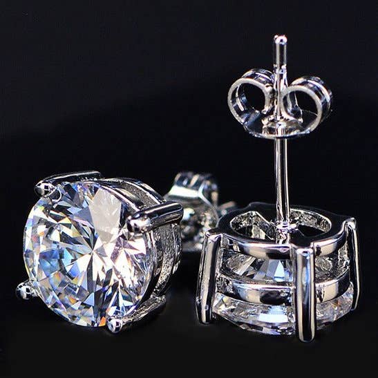 Sterling Silver and Genuine Crystal Round Stud Earring for wholesale by Amy and Annette