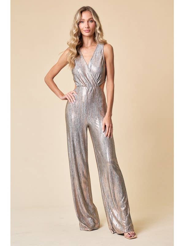COMBINAISON POUR ÉVÉNEMENTS DE VACANCES EN TISSU MÉTALLIQUE, STYLE CHIC ET SEXY pour la vente par Bestto