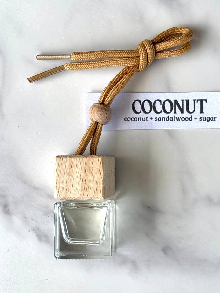 Coconut Car diffuser freshener/Beachy Mini Car Diffuser for wholesale by Everscent Candle Co.