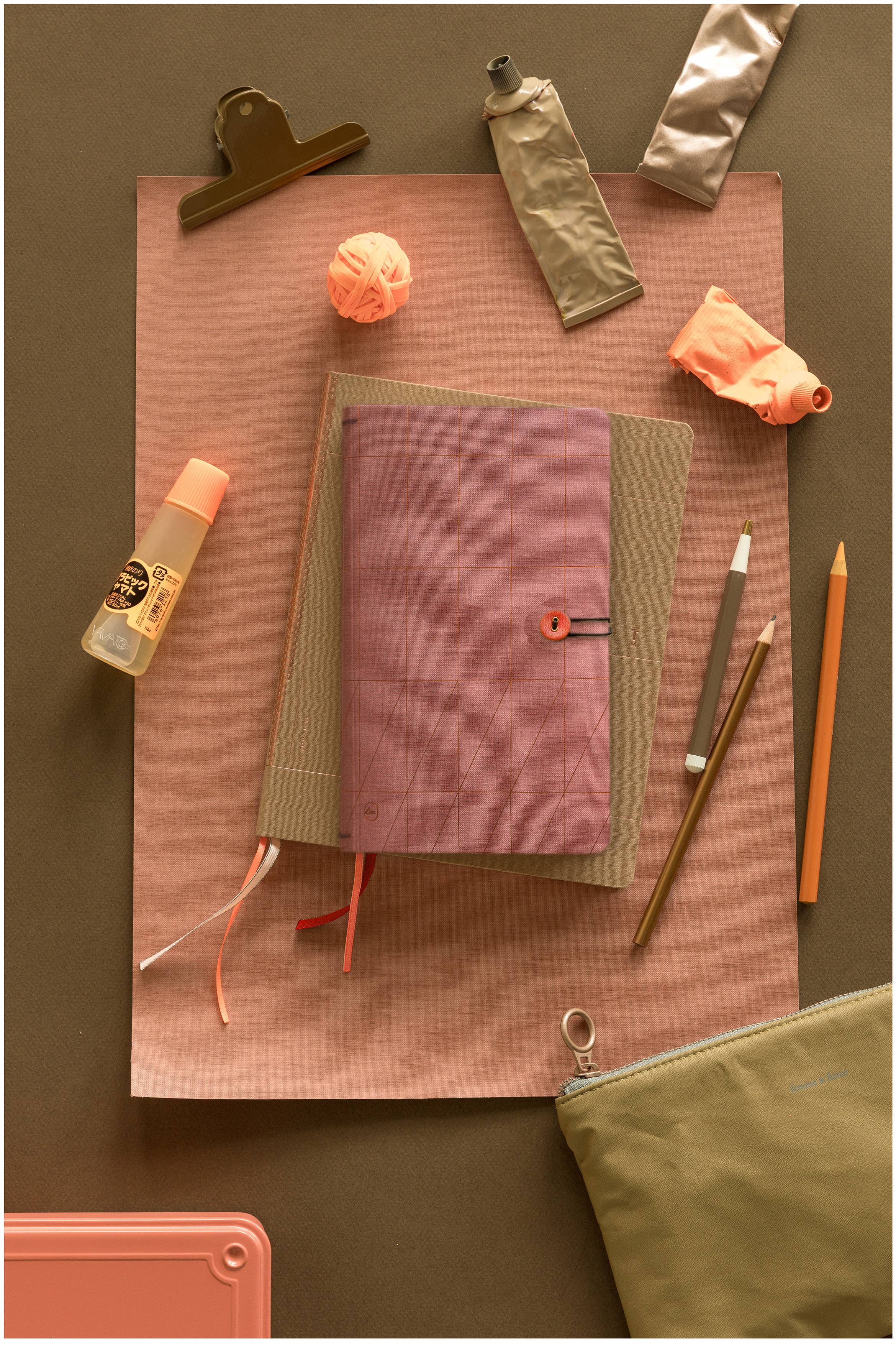 Tinne Mia - Wholesale Notebook - Notebook with button - linen - ginger - FSC Mix 1