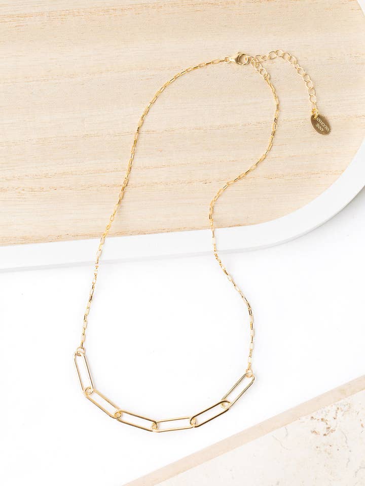Simplicity 16-18:“ Einfache Halskette mit goldener Büroklammer für den Großhandel von Anne Vaughan Designs Jewelry