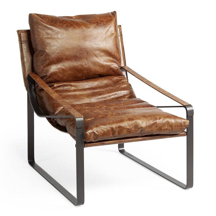 Chaise d'accent avec siège monocoque en cuir de frelon pour la vente par LOOMLAN