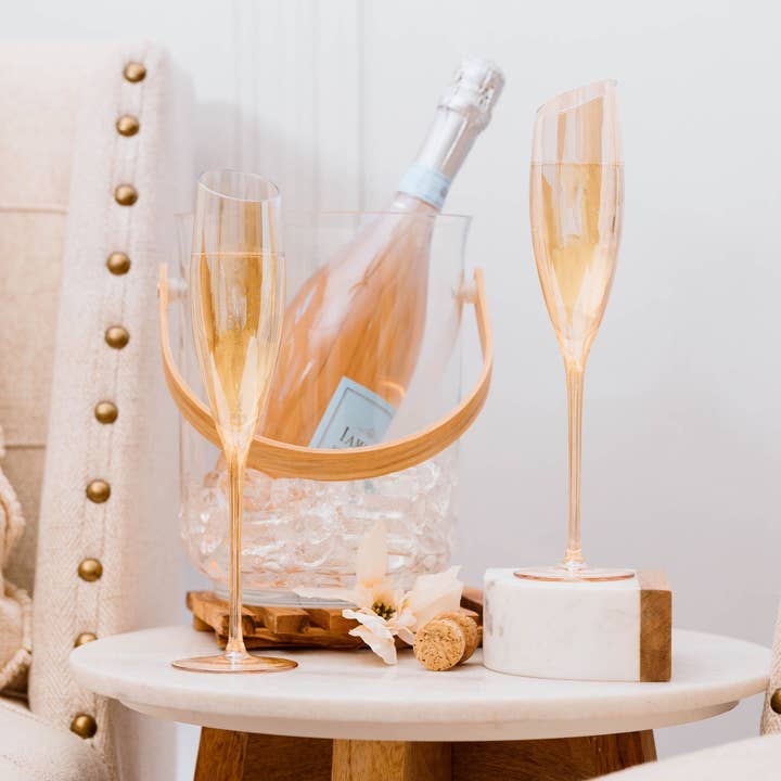 Jeanne Fitz - Wholesale Champagne Flute - Slant Collection Gold Champagne Glasses, Set of 2