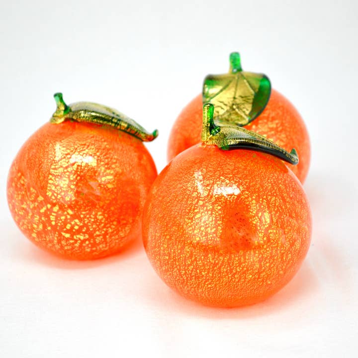 Via Graceffo - Wholesale Decorative Tabletop Object - Life-size Murano Glass Oranges, Blown Glass Fruit,