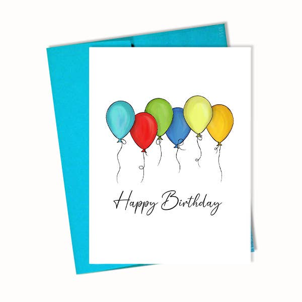 Grattis på födelsedagen, Akvarellballonger Gratulationskort för wholesale av Blue Stationery