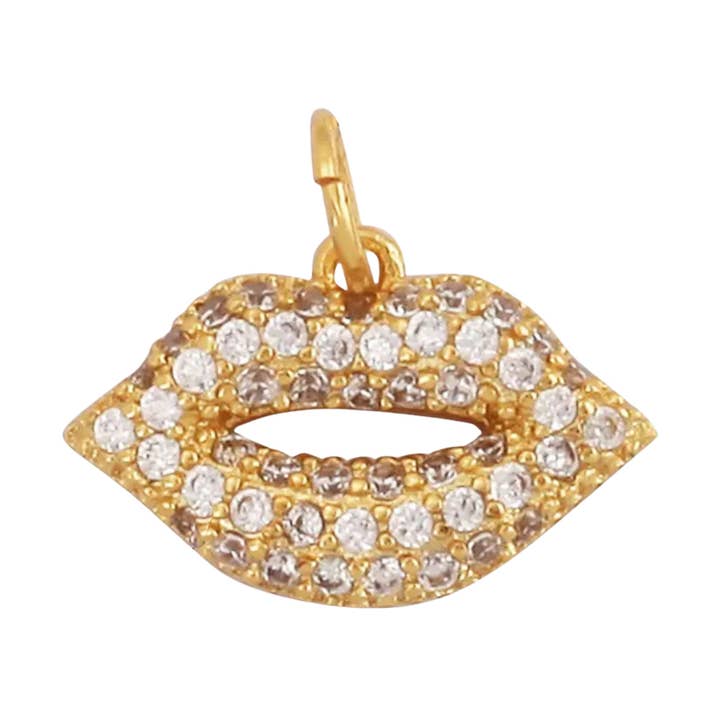 Pave Lips Charm For Charm Bar & Charm Necklace for wholesale by Savvy Bling