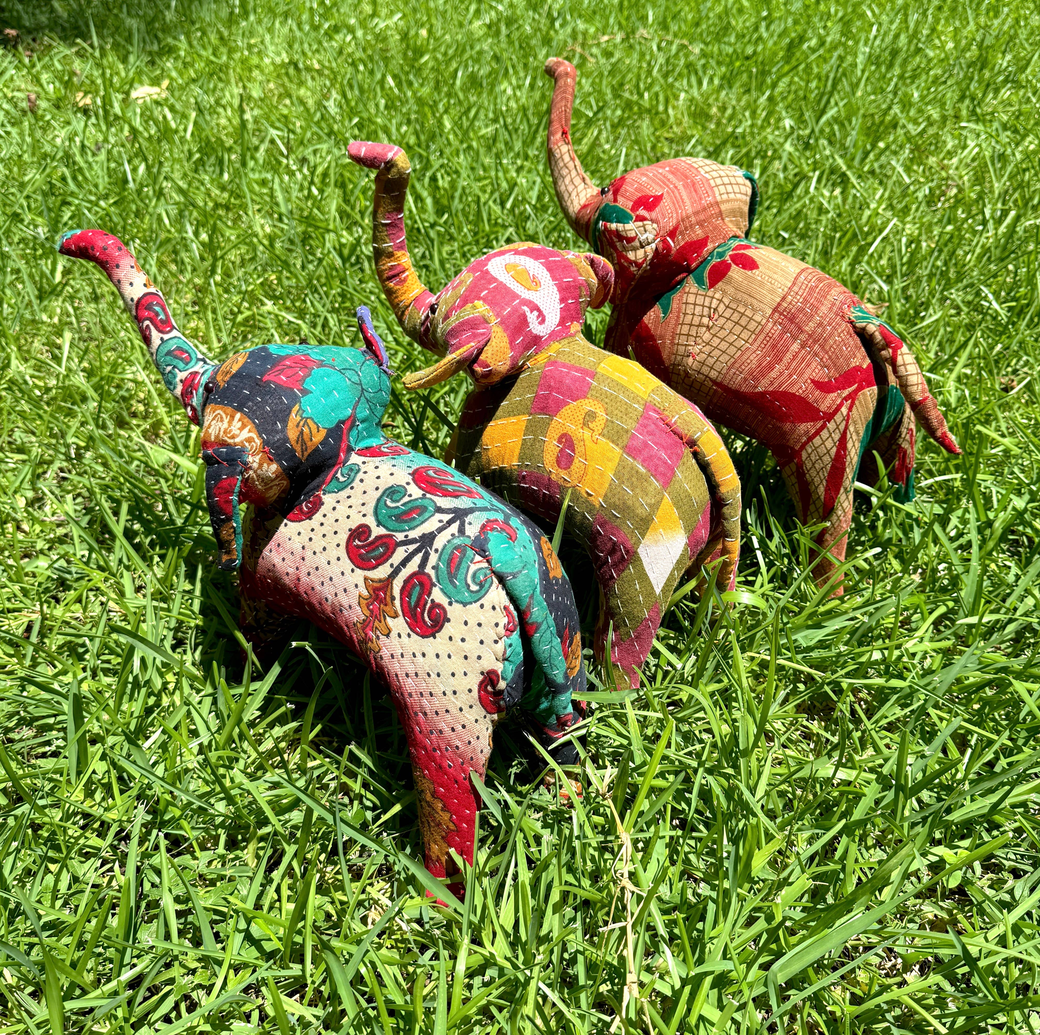 Tesoros Trading Company - Wholesale Decorative Figurine - Large Assorted  Kantha Elephant Figure, India2
