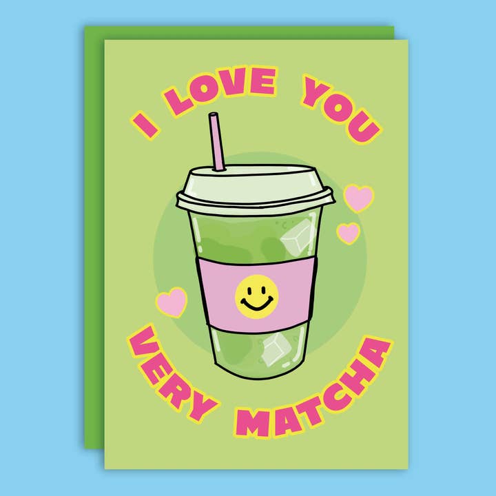 Studio Soph (We Pay Your Import Fees - We Ship DDP) - Wholesale Valentine's Day Card - I Love You Very Matcha Valentines Day Love Greeting Card2