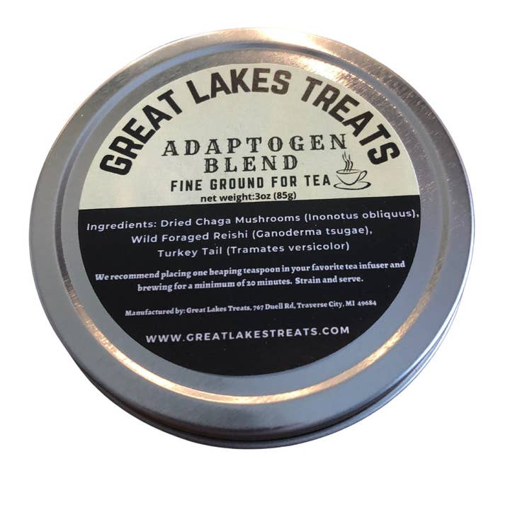 Great Lakes Treats - Venta al por mayor Tés saludables/desintoxicantes - Té de chaga, reishi y cola de pavo con mezcla de adaptógenos de Great Lakes Treats (3 onzas)