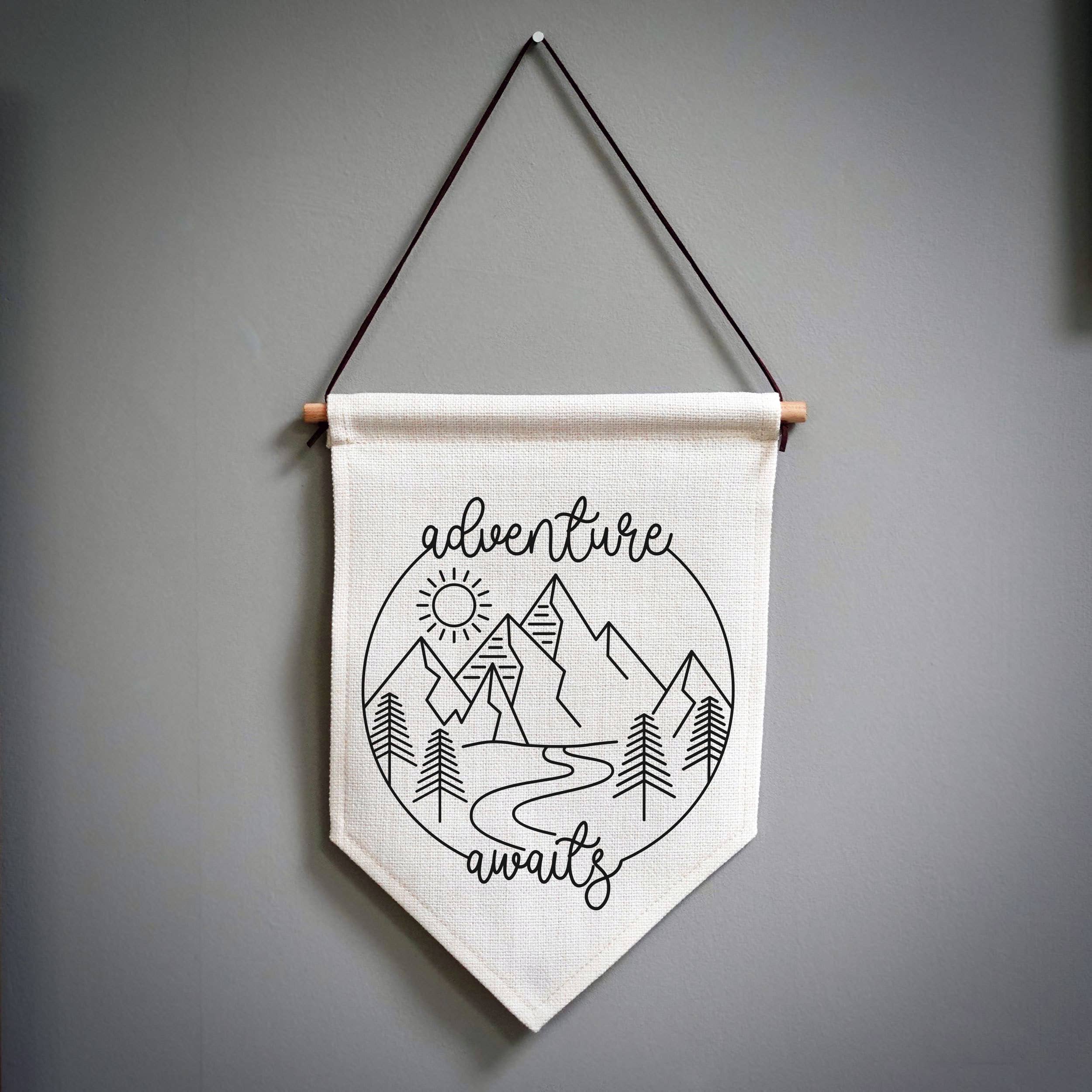 Adventure Awaits Winding Road Pennant Camper Van Flag for wholesale by EllieBeanPrints