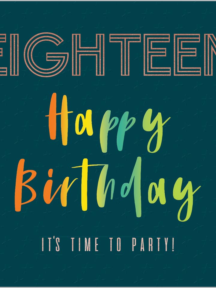 Eighteen - Time to Party! for wholesale by Abacus Cards and Clare Maddicott Publications