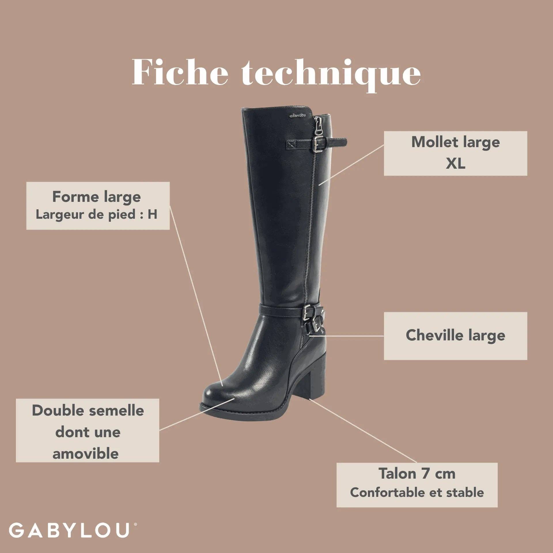Gabylou - Wholesale Boots - Women's - VARIO XL/2XL boots for wide calves - Model Chrystel19