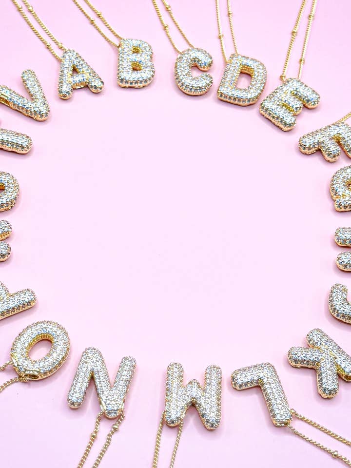 18K Gold Plated Bubble Initial Necklace and other Purchase Wholesale rhinestone letters. Free Returns & Net 60 Terms on Faire trending on Faire.