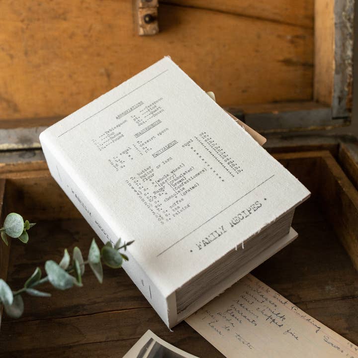 Foreside Home & Garden - Wholesale Recipe Box - Family Recipes Storage Book White Fabric