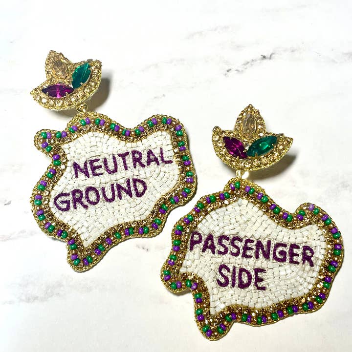 Louie Love - Wholesale Dangle Earrings - Louisiana New Orleans Mardi Gras Parade Bead Earrings0