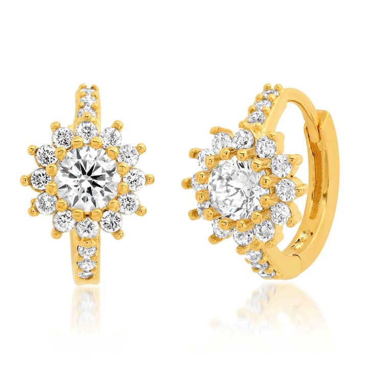 Pave Flower Huggies for wholesale by Tai Jewelry