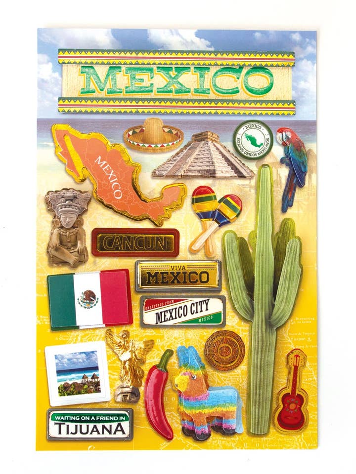 Travel-Mexico Dimensional Sticker for wholesale by Paper House Productions