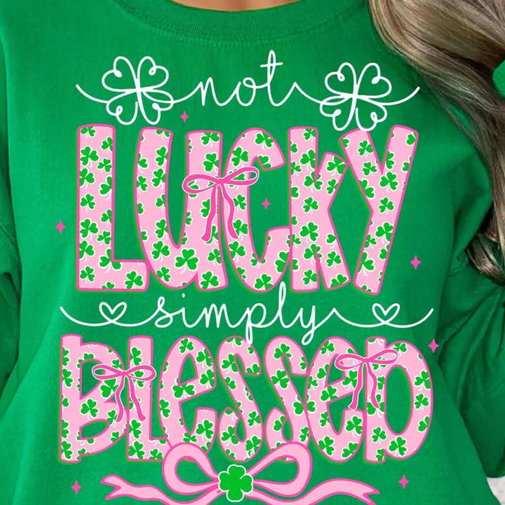 Forty One Threads Wholesale - Wholesale Graphic Sweatshirt - Women's - Not Lucky Simply Blessed0