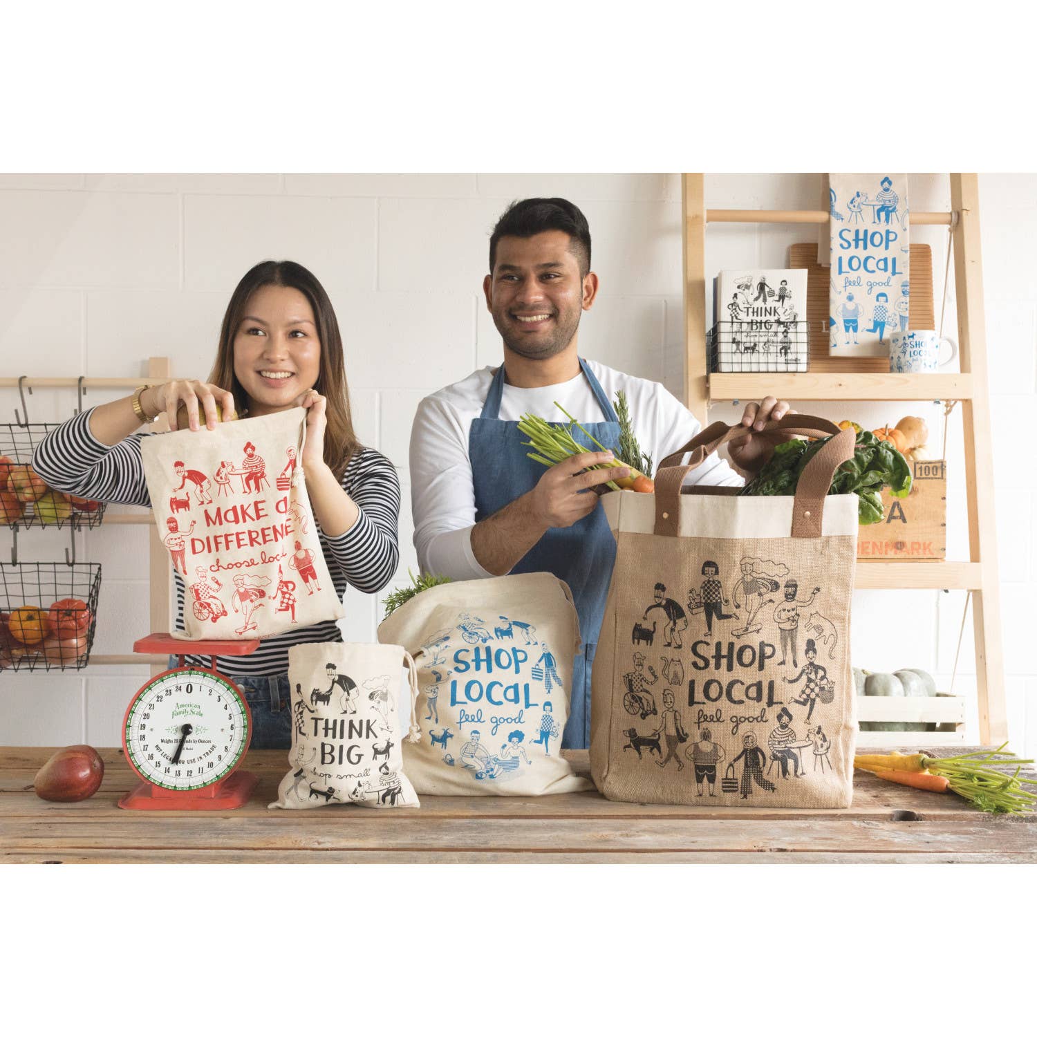 Now Designs by Danica - Wholesale Grocery/Shopping Bag - Shop Local Reusable Produce Bags Set of 36