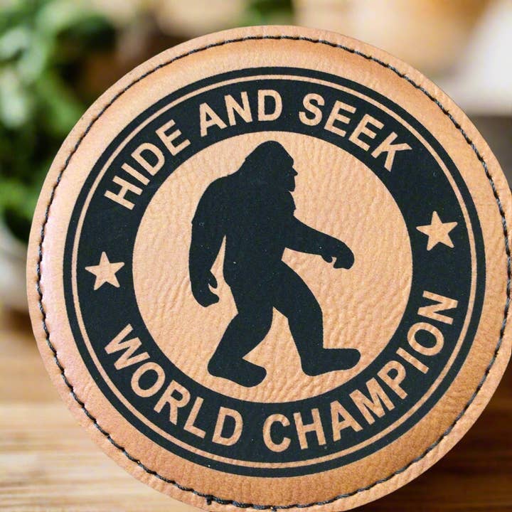 Hide And Seek Leatherette Coaster for wholesale by My Current Obsessions Company