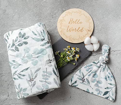 Miaoberry – Großhandel Puckset – Baby – Miaoberry 100% Bio-Baumwolle Musselin-Wickelset| Eukalyptus2