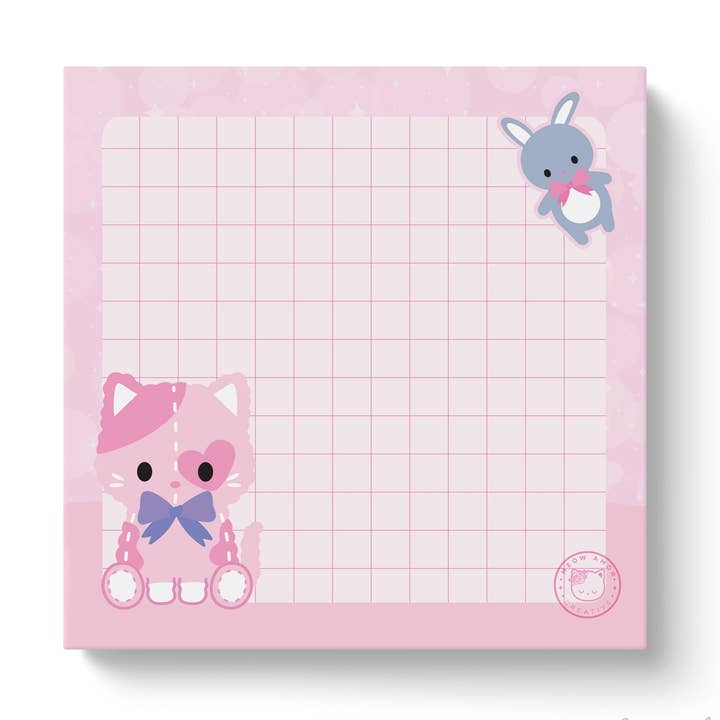 Meow Amor Creative - Wholesale Sticky Notes - Pink Cat Plushie Sticky Notes0