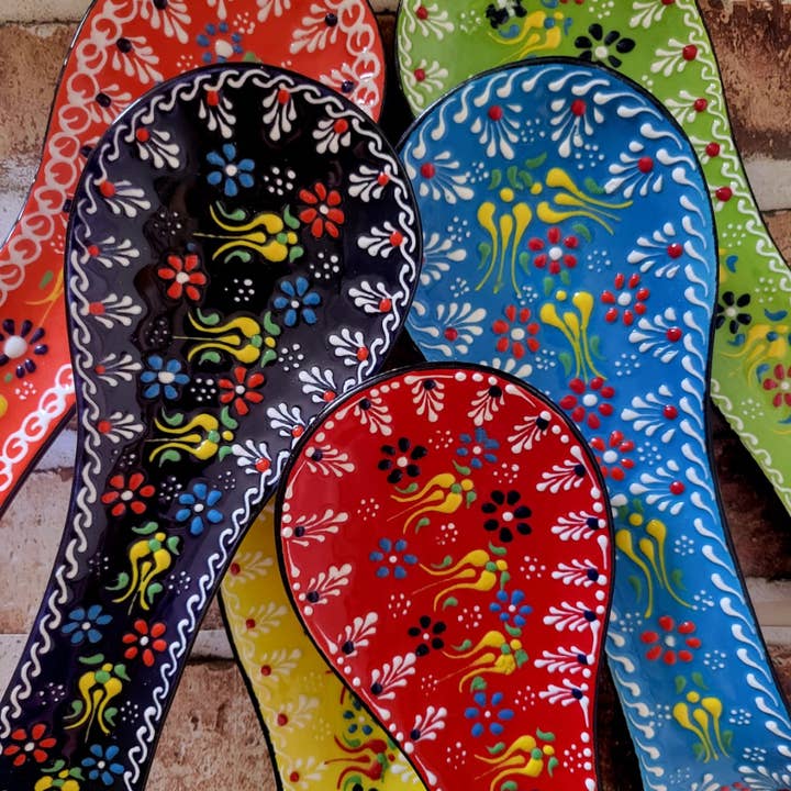 Mediterranean Collection - Wholesale Spoon Rest - Hand-Painted Turkish Ceramic Spoon Rest - 20 Pcs Bundle2