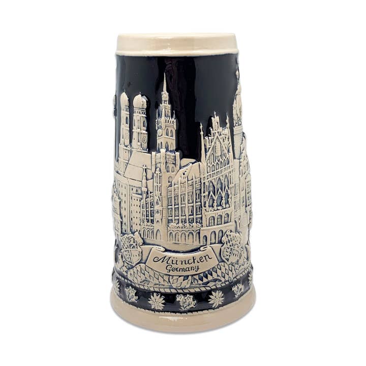 Oktoberfest & Edelweiss Cobalt Blue Ceramic Beer Stein for wholesale by European Heritage Gifts