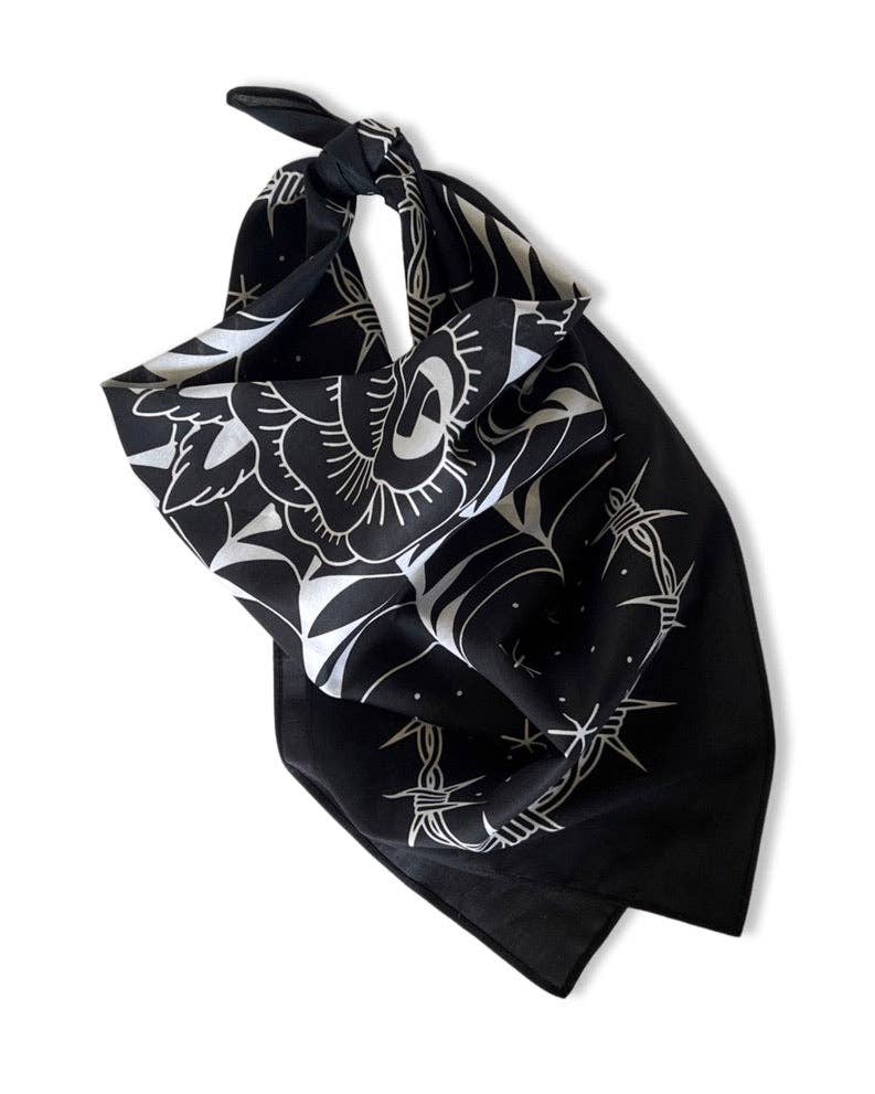 Tinta – wholesale Bandana – Women's – Black Rose Tattoo Bandana2