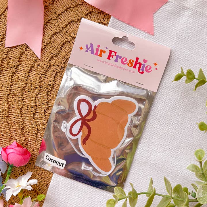 BlushedDesigns Co. – wholesale Car Freshener - Women’s – Coquette Croissant Air Freshener (Coconut Scent)0