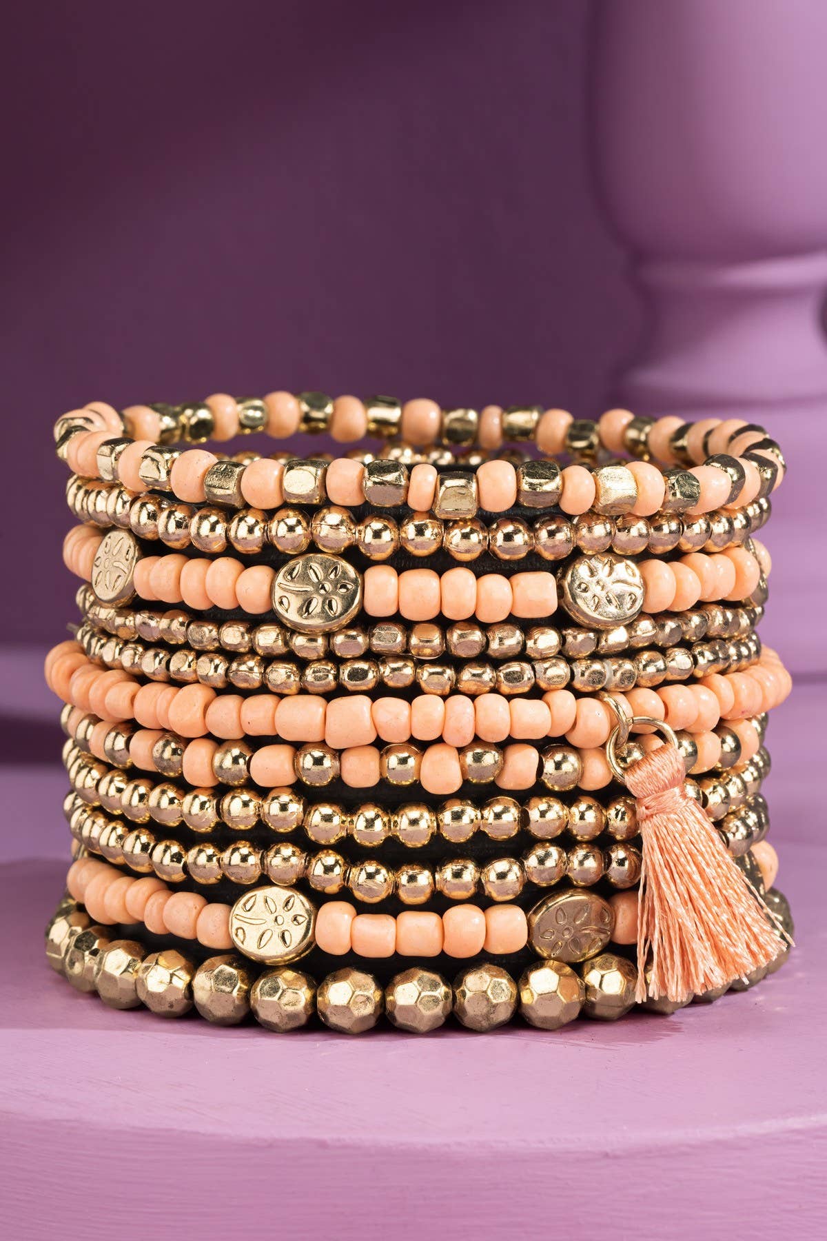 Urbanista - Wholesale Beaded Bracelet - 12 Layered Mixed Bead Stretch Bracelet Set3